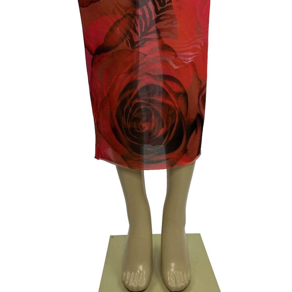 AFRM Shailene Dress Size S Midi Mesh Black Red Rose Dark Romance Whimsigoth - Picture 7 of 11